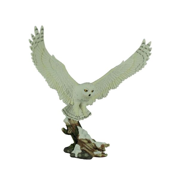 Arctic Ascent White Flying Snowy Owl Statue